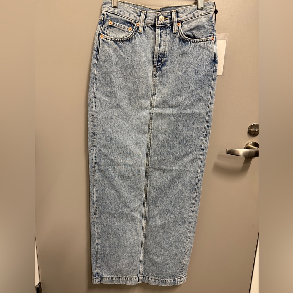 NWT WARDROBE.NYC Light Washed Denim Pencil skirt